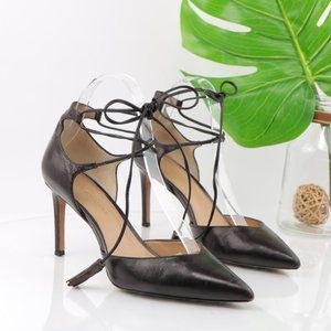 Banana Republic D'Orsay Dress Pump Pointed Black Leather Ankle Wrap Size 8.5